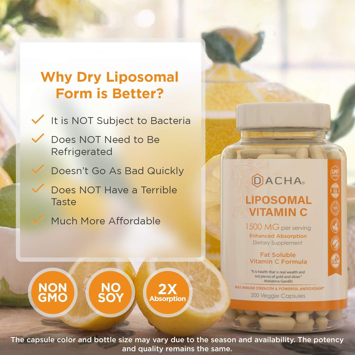 Natural Liposomal Vitamin C - Immune System & Collagen Booster, High Absorption Fat Soluble VIT C, Buffered 1200mg, Anti Aging Skin Vitamins, Anti Inflammatory, Sunflower Lecithin: Health & Personal Care