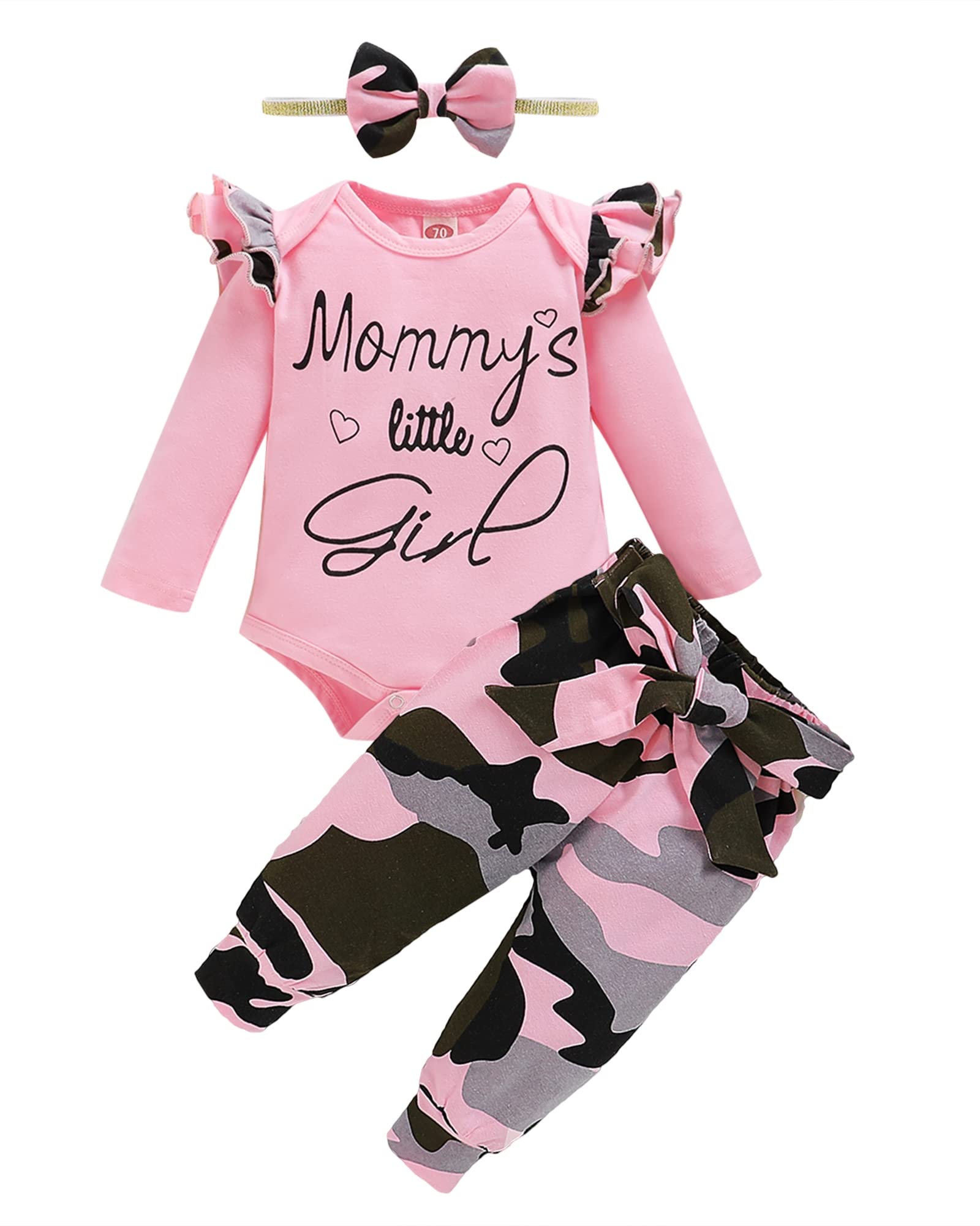 Photo 1 of Baby Clothes for Girl 12-18 Months Fall/Winter Toddler Girl Outfit Long Sleeve Romper Bodysuit Camo Pants Clothing Set 1 Year Old Girl Clothes