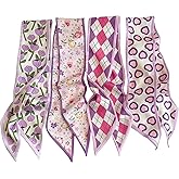 TEBIEKOY 4Pcs Fashion Scarves for Women, Multifunctional Boho Scarves Headbands Satin Scarf for Bag Hair Accessories