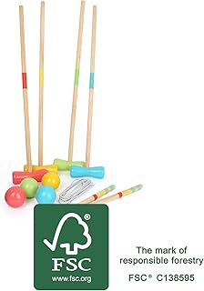 Small Foot 12033 Krocket Active aus Holz, FSC 100%-Zertifiziert, Klassiker für den Garten, für Jede Altersgruppe ab 3 Spielzeug, Mehrfarbig