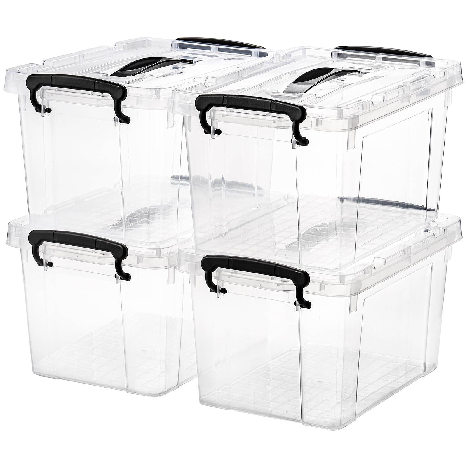 Photo 1 of Nicunom 4 Pack 6 Quart Clear Storage Latch Box, Plastic Storage Bins with Lids, Latching Box with Handle, Stackable Storage Containers for Organizing