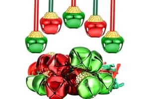 Gejoy 12 Pieces Christmas Bell Necklaces Large Jingle Bell Necklaces Christmas Party Accessories Stocking Stuffers for Craft Xmas Holiday Party Supplies(Chic Colors)