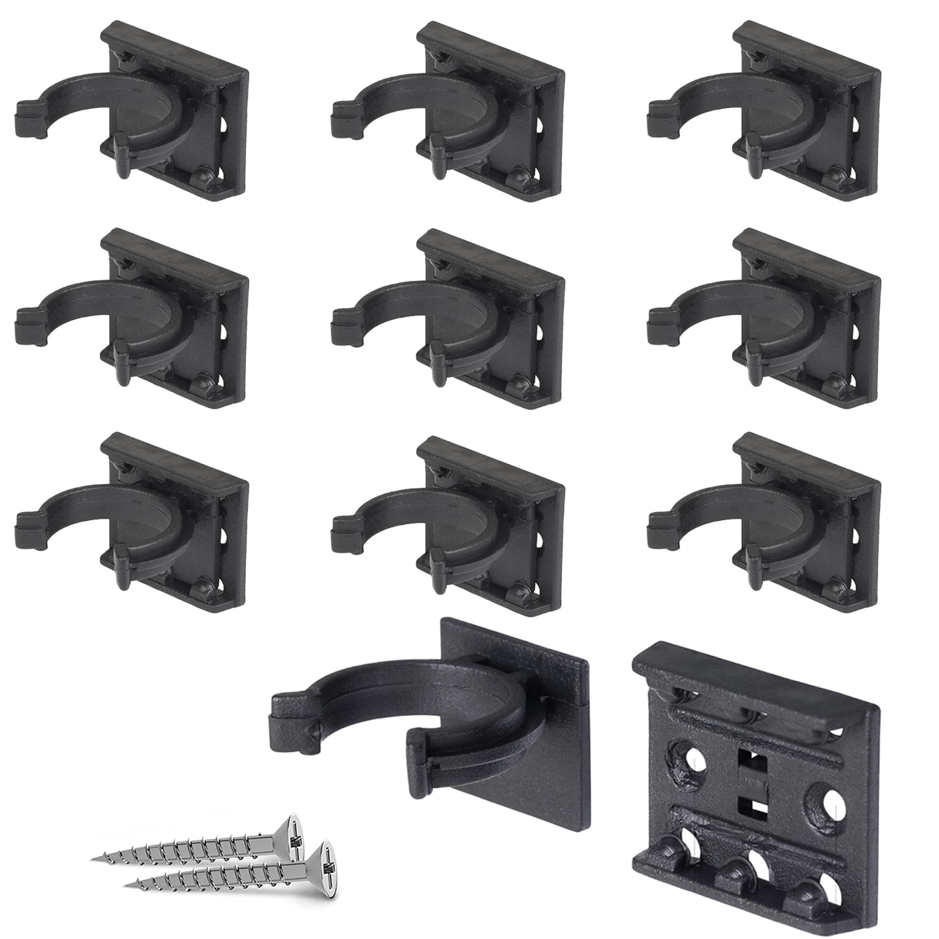 LouMaxx Base Clips for Kitchen Panel - Fixing Set of 10 Holders in Black