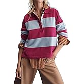 Womens Striped Sweater Shirts Lapel Polo V Neck Long Sleeve Strip Knit Pullover Casual Layer Top Jumper Y2K Shirt