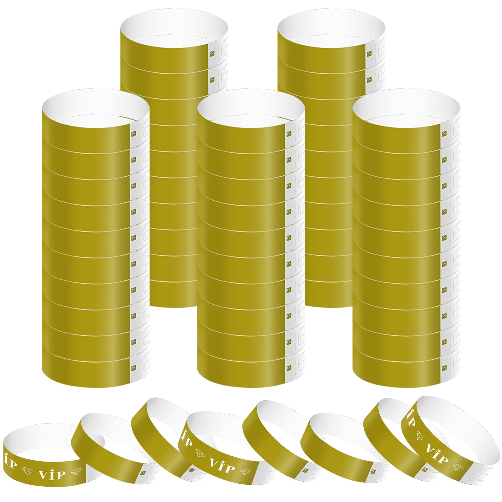 LUTER 520pcs Paper Wristbands for Events, Golden Waterproof Entrance Wristbands Neon Wristbands Wrist Party Bands Paper Bracelets for Events Music Festival Exhibition Concert Sports Event