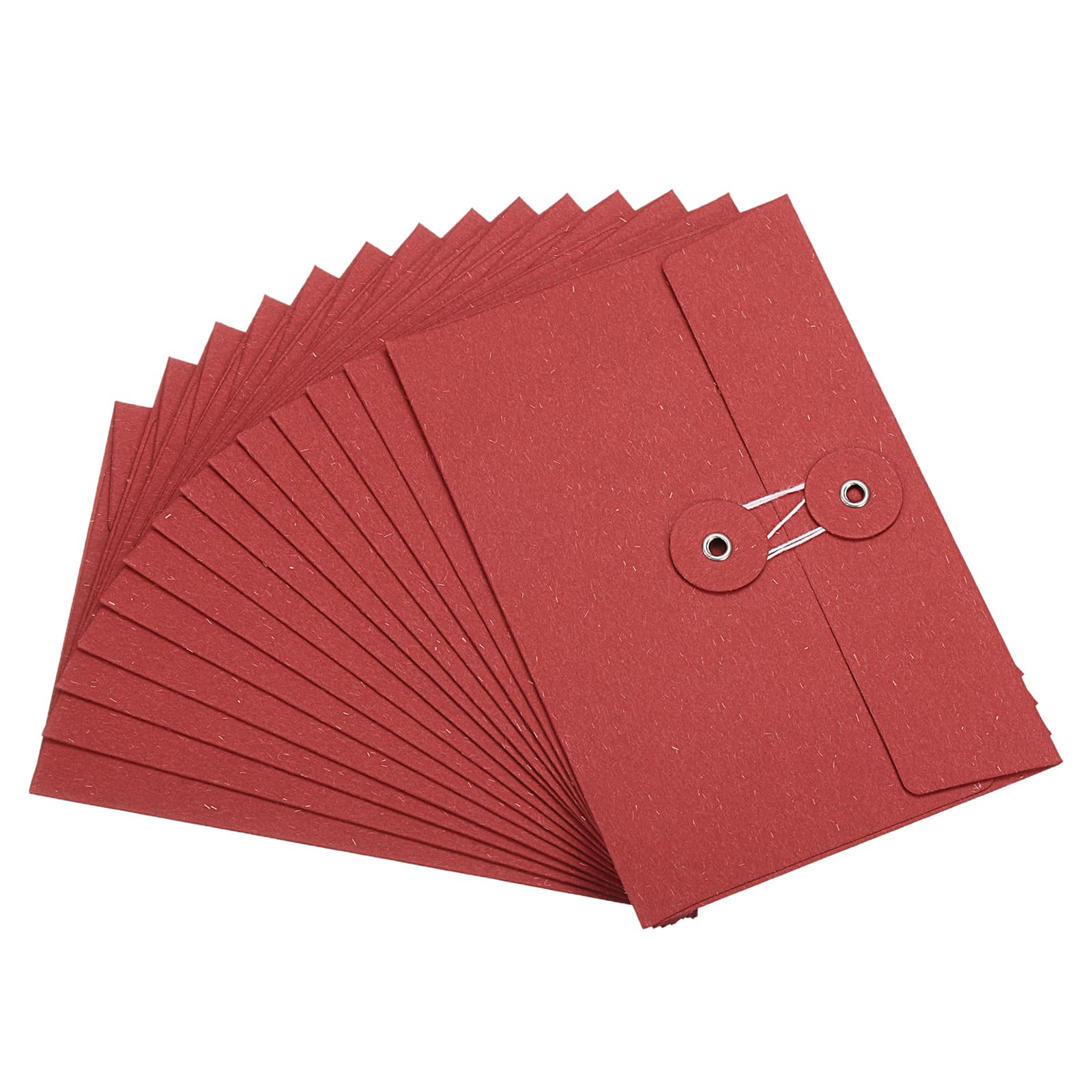 PATIKIL 4.5x6.7 Gift Card Envelopes with String Tie Closure, 15 Pcs Christmas Card Holders Greeting Business Card Envelope for Thanksgiving Day Halloween Birthdays Weddings, Red