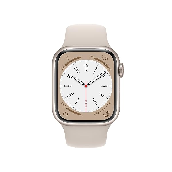 APPLE WATCH SERIES 8 [GPS, 41MM] – STARLIGHT ALUMINUM CASE WITH STARLIGHT SPORT BAND, S/M (RENEWED)