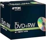 TDK DVD+RW Recordable Discs 4x Speed 4.7GB 120min Rewritable Pack of 10 view 1