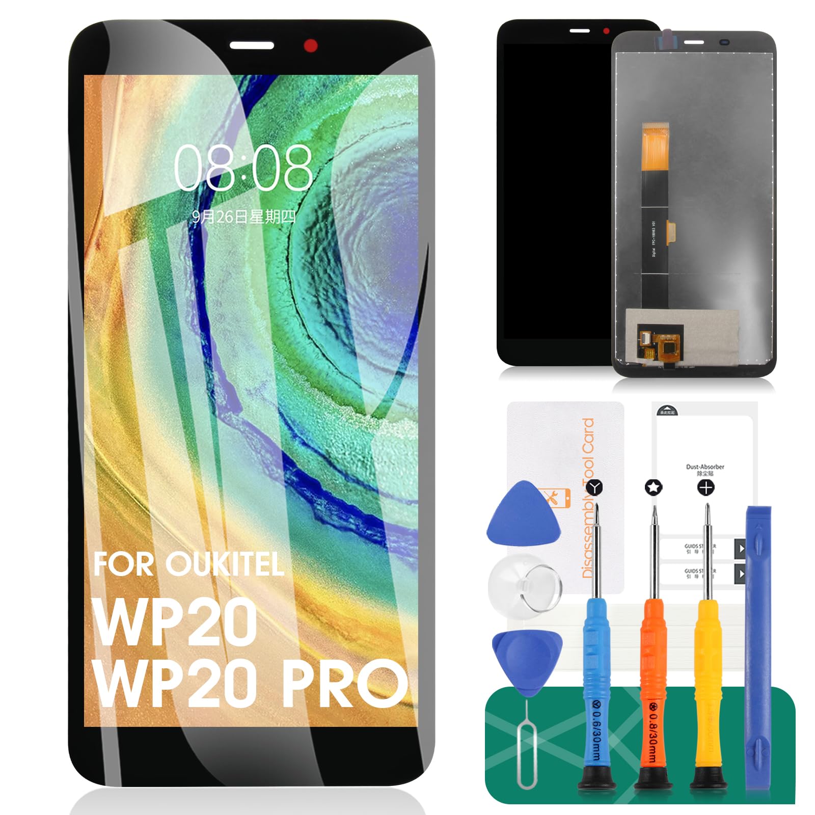 For Oukitel WP20 LCD Display For Oukitel WP20 Pro Screen Replacement Touch Digitizer Assembly Repair Kits (Black,Without Frame)