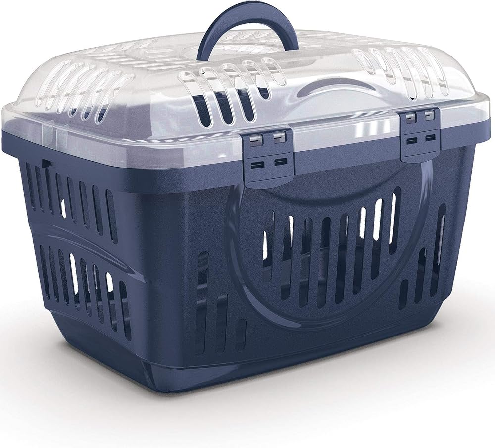 CAT CENTRE Grey & Transparent Lid Pet Carrier Small Medium Animals