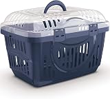 CAT CENTRE Grey & Transparent Lid Pet Carrier Small Medium Animals