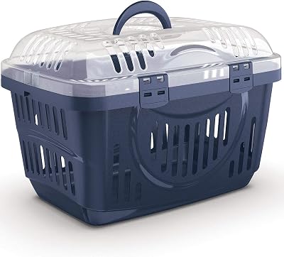CAT CENTRE Grey & Transparent Lid Pet Carrier Small Medium Animals