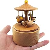 LILYXIN Mini Carousel Music Box, Palm Sized Carousel Music Box, Small Wooden Mechanical Music Box, for Friend Mother Grandmother