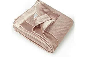 Lulu moon Baby Waffle Blanket: Cotton Toddler Bed Blanket - Crib Quilt Waffle Blankets with Satin Trim for Boys and Girls 40"x36"(Dusty Rose)