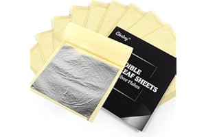 Cobakey Edible Silver Leaf Sheets for Food, Drink & Cake Decoration, SPA, Skin Care, Craft, Pure Silver Leaf Sheets, 4.33 inches Per Sheet (10 Sheets)