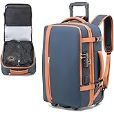 Fanwoli Rolling Vacuum Backpack Travel with One-Button Compression, Expandable Carry-On Suitcase Luggage, Approved TSA Lock & Water-Proof Laptop Compartment for Outdoor/Family/Business Trips