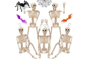 GONOSEED 【5PCS 16 Inch Height】 Halloween Decorations Outdoor Indoor Halloween Skeleton Spooky Posable Skeletons Toy Small Skeletons Hanging Decor Movable Joints Decor Graveyard Haunted Party Accessories