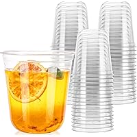 Xuelimei 12oz Disposable Stemless Glasses,PET Disposable Drinking Cups,Cold Party Clear Plastic Wine Glasses for Parties Birt