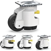 HOLKIE Leveling Casters with Ratchet Handle Design丨Total Capacity 3300 lbs | TD100丨Set of 4 丨Heavy Duty Industrial Casters with Adjustable Leveling Pads