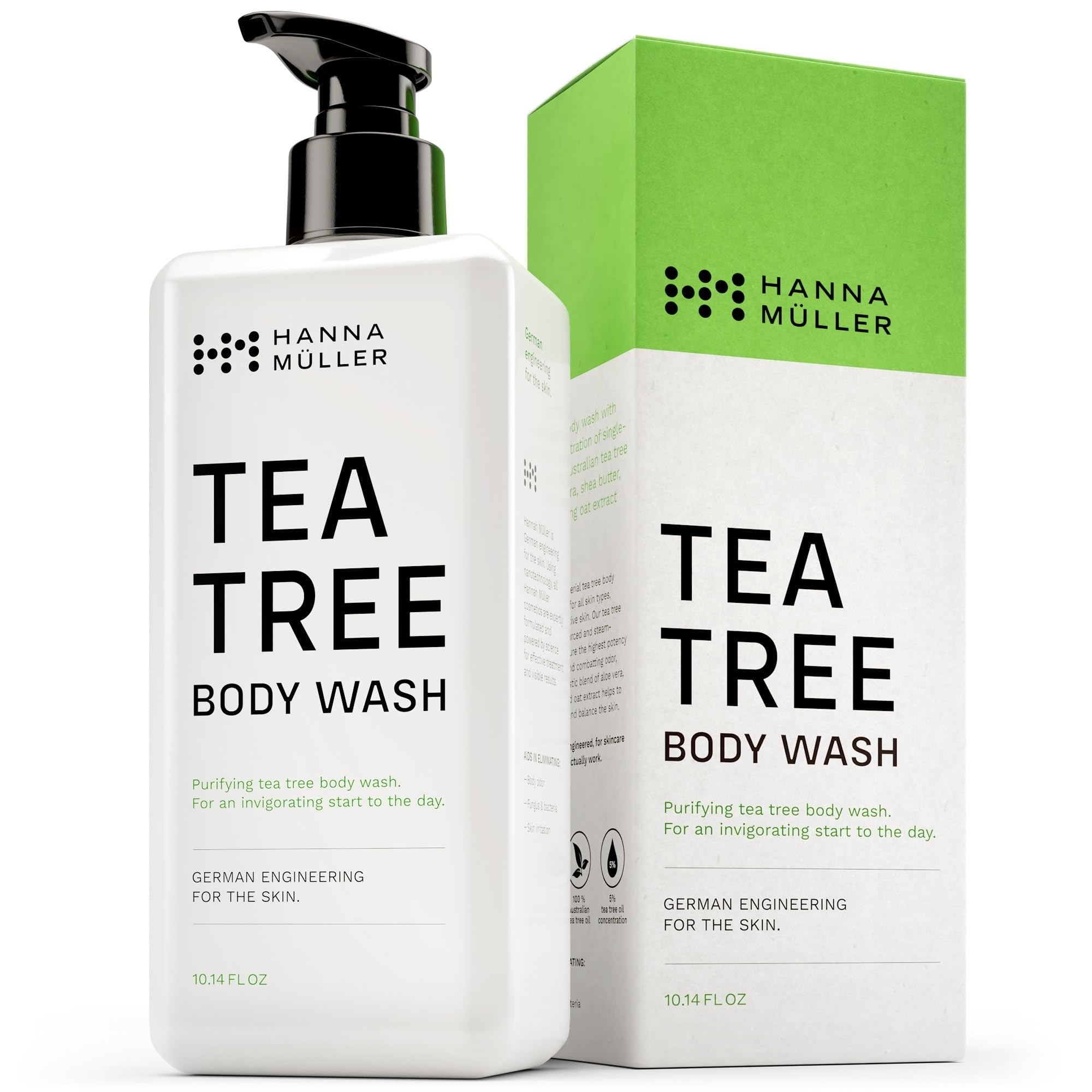Tea Tree Body Wash, Natural Body Wash With 5% Australian Tea Tree Oil & Aloe Vera for Clean, Hydrated Skin, Steam-Distilled Acne Body Wash to Help Reduce Acne, Blemishes & Odor, Body Cleanser