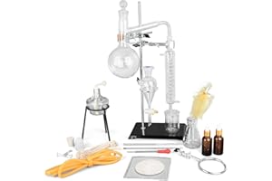 DSMSSEYM 500ML Essential Oil Extraction Distillation Apparatus with Essential Oil Extraction Maker Organic Chemistry Lab Glassware Equipment for Home School Laboratory