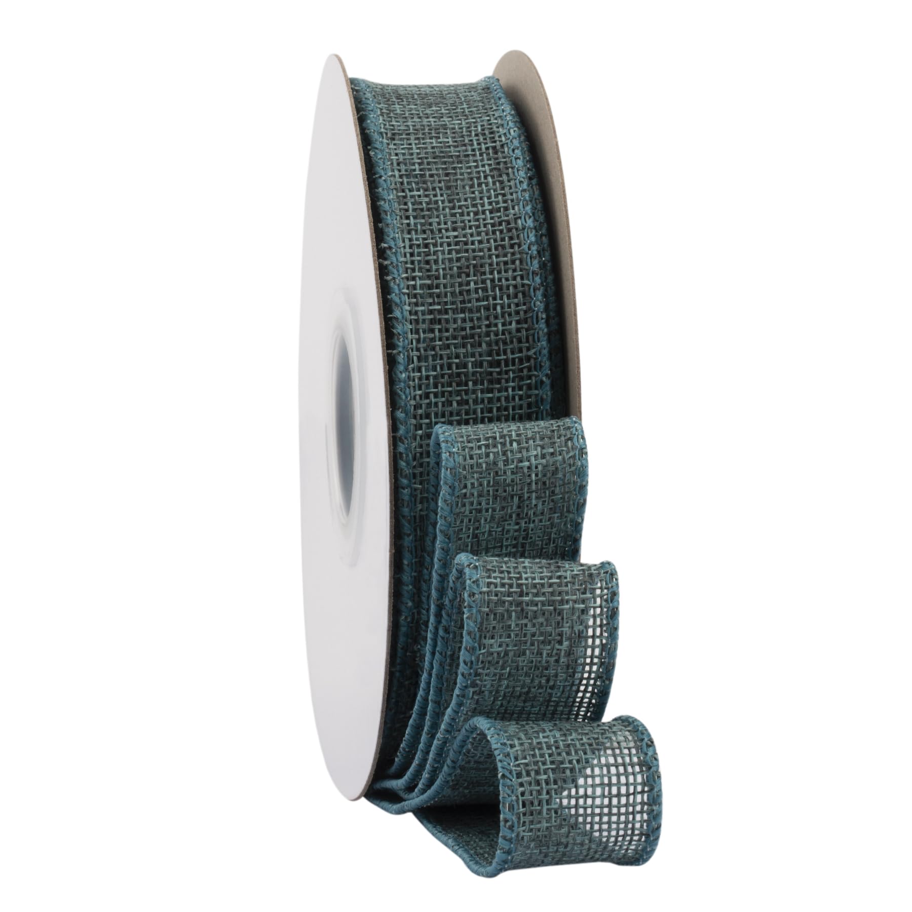 Ribbonitlux Teal Burlap Wired Ribbon, 25mm x 18 Meters, Wired Edge Burlap Ribbon for Gift Wrapping, Big Bow, Wreath, and Christmas Tree Decoration