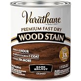 Varathane Premium Fast Dry Dark Walnut Wood Stain | Oil-Based, 1 Coat Color, 1 Hour Dry Time, Interior Wood Stain, Furniture, Cabinets, Doors, Covers Up to 275 Sq Ft, Quart