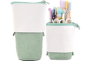 Cute Pencil Case, OLIYuMi Telescopic Pencil Pouch Stand Up Pencil Case Pencil Storage Box Stationery Organizer Makeup Bag wit
