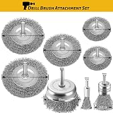 Aongray Wire Brush Drill Attachment Set 8 pcs 1/4 Inch Shank Cup Wheel End view 2