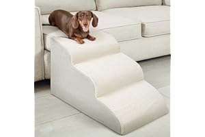 15.7 Inch Dog Stairs for Small Medium Dogs – Wide Non-Slip Pet Steps for Standard Beds & Couches, High Density Foam with Gent