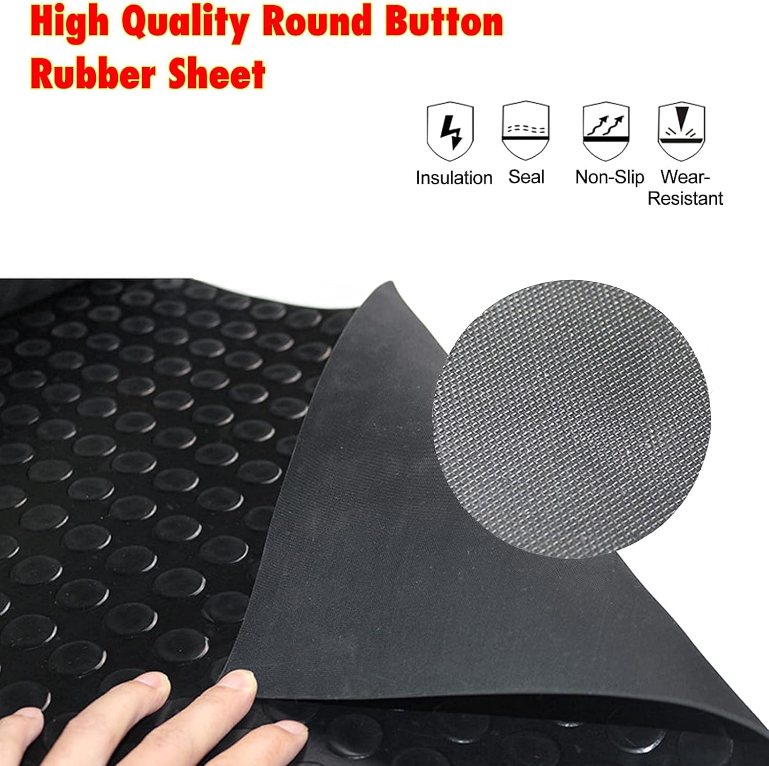 Garage Rubber Floor Mat, Grade 65A, 4 × 8 Ft by 1/8" Heavey Duty Coin-Grip Rubber Flooring Rolls, Anti Slip Rubber Floor Protector Mat for Applicable Anywhere - - 