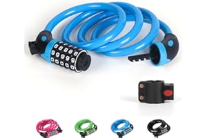 Bike Lock, 4FT Bicycle Lock Cable, Heavy Duty Cycle Lock with 5-Digit Combination resettable, with Secure Mount Bracket, 120c