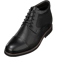 CALTO Men’s Invisible Height Increase Chelsea Boots - 3" Lift, Genuine Leather, Slip-On Style