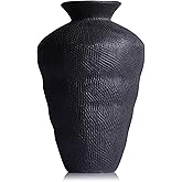 Wabi Sabi Decor Rusty Vintage Vase - 8.7" Tall Rustic Farmhouse Wabi Sabi Vase for Centerpiece, Pottery Stone Flower Vases for Home Decor, Table, Living Room, Bedroom, Bathroom, Kitchen (Black)