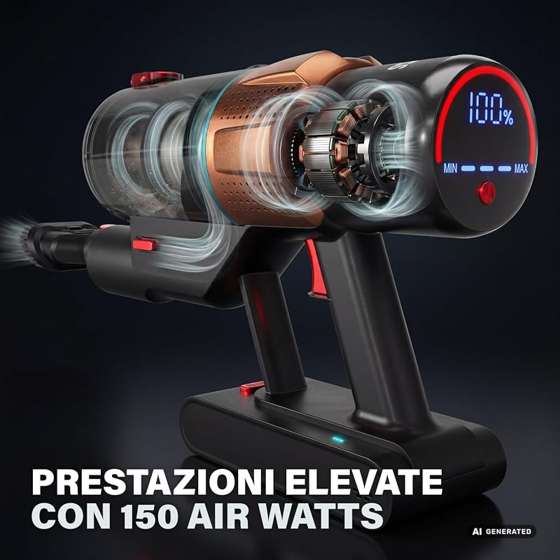 Aspirapolvere Senza Fili, 150 Air Watt, Autonomia: 50 Min, 339525
