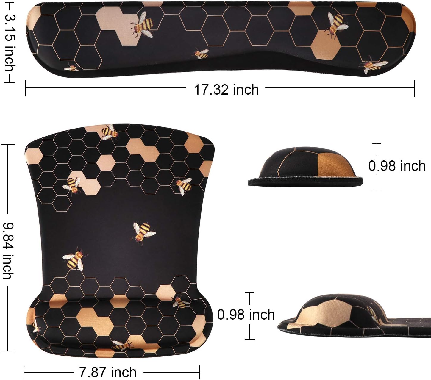 iCasso Keyboard Wrist Rest and Mouse Wrist Rest Pad, Made of Memory Foam, Ergonomic Support, Easy Typing and Relieve Wrist Pain, Perfect for Gaming, Computer, Office, Laptop - Honeycomb : Office Products