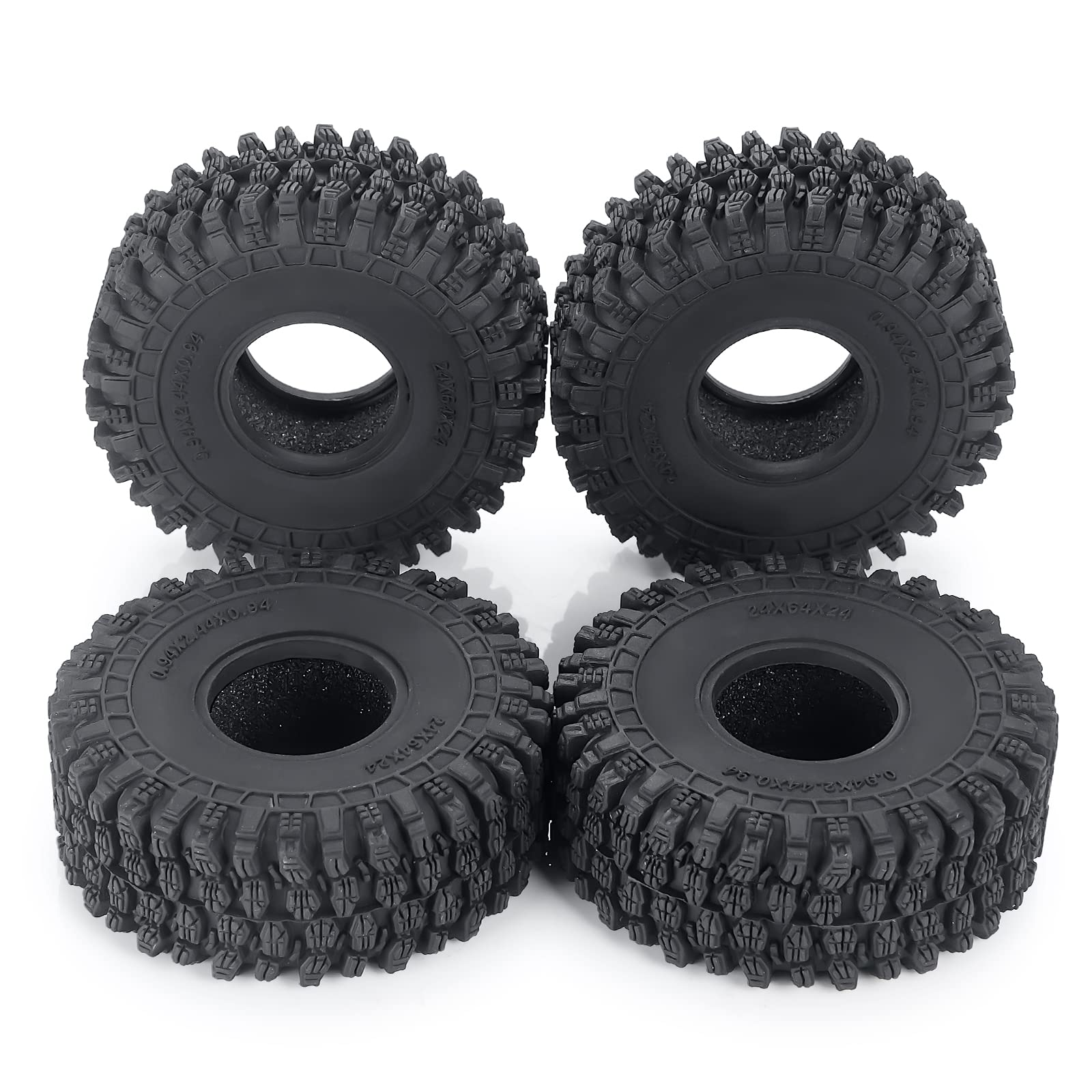 AXspeed 64mm Rubber Tyres Tires Set with Foam for 1/18 TRX4M RC Crawler Car, Pack of 4