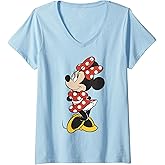 Womens Disney Mickey and Friends Minnie Mouse Traditional Portrait V-Neck T-Shirt Small
