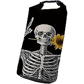 Waterproof Dry Bag Marine Dry Bags for Kayaking Hiking Skull Sunflower Black Backpack Roll-Top Closure Bag - Backpack Waterproof Phone Case 5L