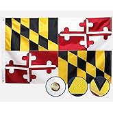 Double Sided Maryland State Flag 3x5 Outdoor The Longest Lasting MD Flags Heavy Duty 210D Nylon, Sewn Stripes, Embroidered Star, Stronger Brass Grommets,4 Stitched Hemming, Perfect for