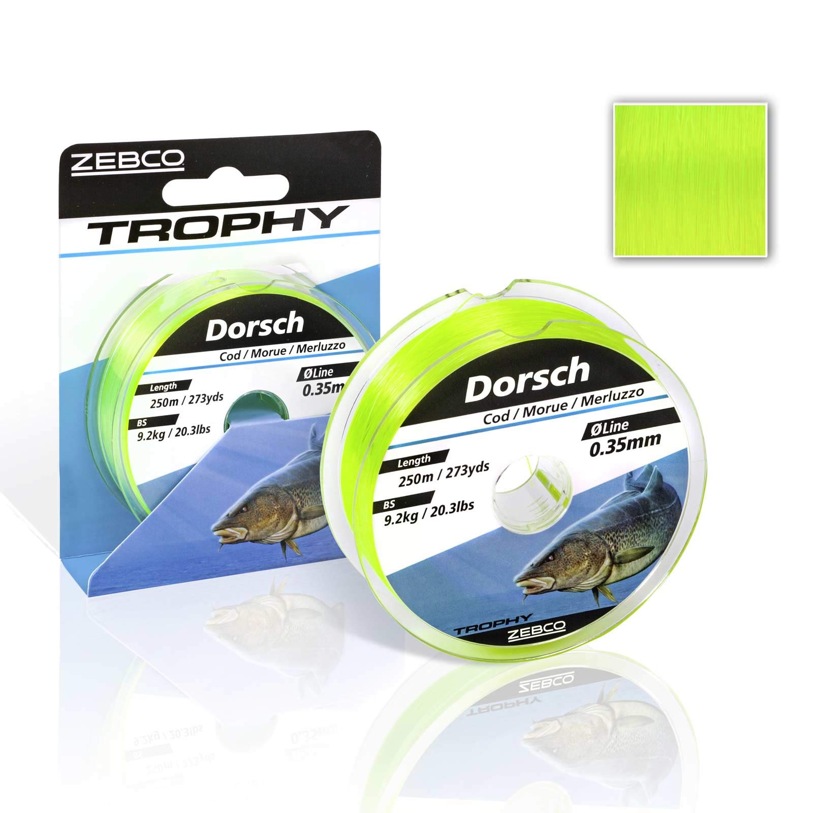 Zebco Quality Trophy Cod Monofilament Fishing Line Fishing Accessories Cod Line Fluo Yellow 0.35 mm / 9.2 kg