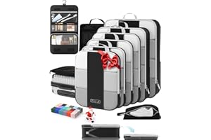 10 Set Compression Packing Cubes for Travel Essentials,Compressible Expandable Packing Cubes for Suitcase,OlarHike Luggage Organizer Bags for Travel,Handy Helper for Organizing Clothes(Black)