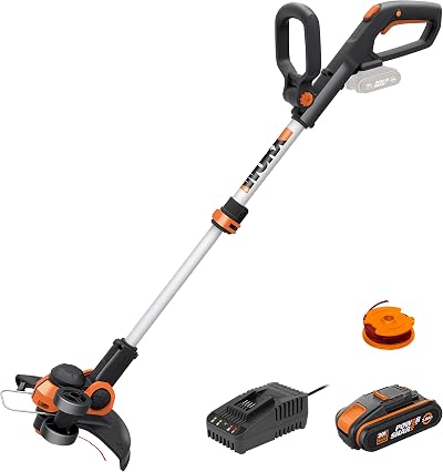 WORX 20V WG163E.2 Cordless Grass Trimmer Edger with 2.0Ah Battery Fast Charger