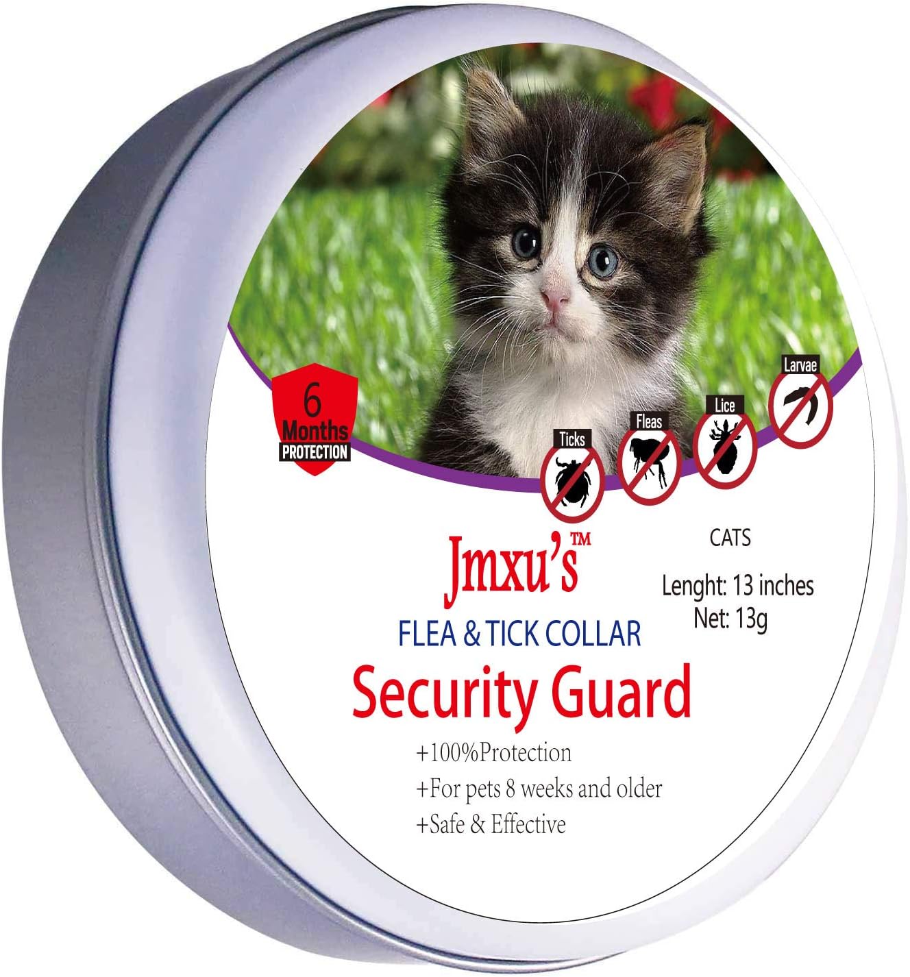 Flea and Tick Collar for Cats Tick Collar for Flea Treatment Prevention Control One Size Fits All 6 Month Protection (Cat 6 Month Protection)