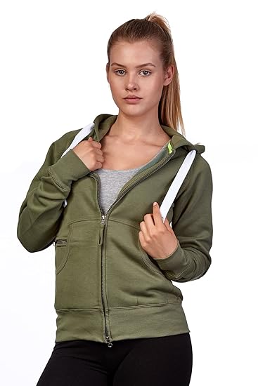 Happy Clothing Damen Sweatjacke mit Kapuze Zip Hoodie Kapuzenjacke Basic Einfarbig S M L