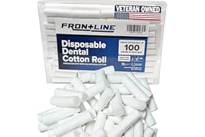 FRONTLINE Cotton Dental Rolls 100 Count | Absorbent Nose Plugs and Nose Bleed Stoppers for Dental Procedures, Wisdom Teeth Recovery, and First Aid | Soft, Gentle, Cotton Supplies