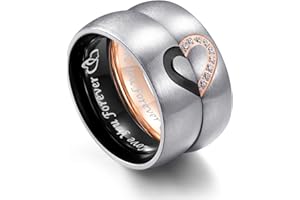 Adreamz His Queen Her King Matching Promise Rings for Couple Sets Wedding Band Laser Crown and CZ Stainless Steel Queen & King His and Hers Wedding Rings for Couples