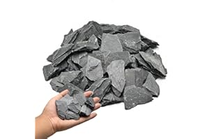 KINGRUI Natural Rocks Slate Stone 1-2 Inches Decorative Stones for Miniature Landscaping,Fairy Gardens,Bonsai,DIY Crafts,Aquariums & Reptile Terrariums-1lb