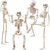 LOCOLO 4-Pack 15.7 Inches Halloween Skeleton with Movable/Posable Joints, Plastic Skeleton for Halloween Decoration