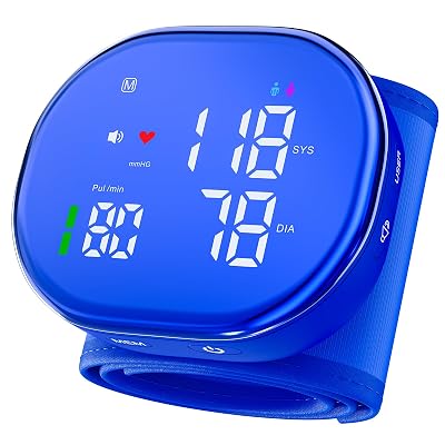 Rechargeable Wrist Blood Pressure Monitor for Home Use, Automatic BP Machine with LED Display, Dual Users ×120 Memory, One-Button Operation & Adjustable Cuff, Portable Carrying Case Included